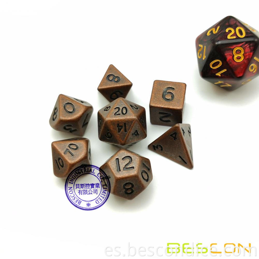 Mini Dice Set Tiny Small Metal Dnd Dice Set Antique Copper 3